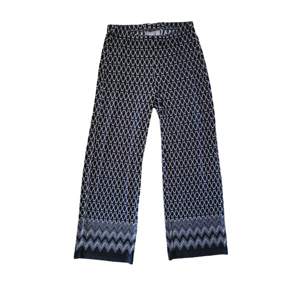 Chico's Travelers Slinky Wide Leg Pull-On Printed Office Career Pants Size S‎